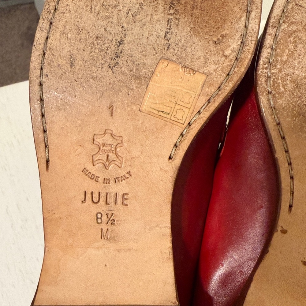 Vintage Brighton Women’s (Julie) Red Crocodile Embossed Leather Mules / Size 8.5 - Picture 6 of 9